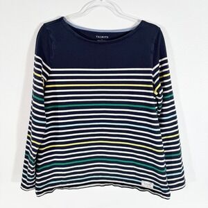 Talbots Authentic Brigitte Stripe Tee Bateau Neck Long Sleeve Cotton Top Large